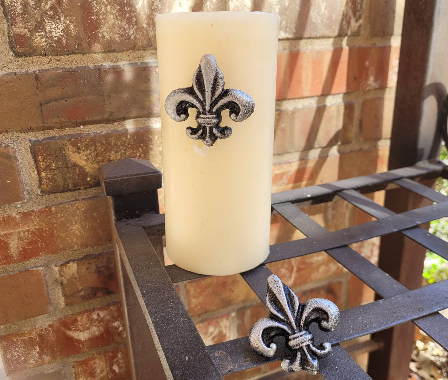 Set Of 2 Fleur De lis Candle Pins for Pillar Candles | PICK YOUR COLOR | Two Candle Pins, Fleur De Lis Decor, Candle Art, FleurDeLisJunkie