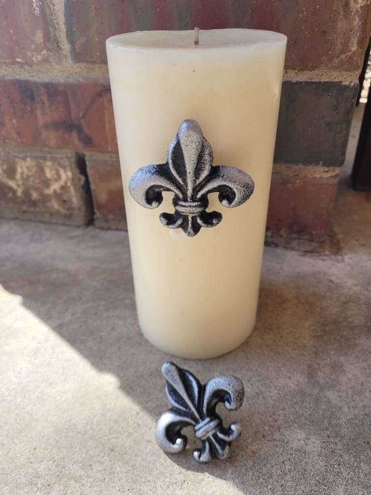 Set Of 2 Fleur De lis Candle Pins for Pillar Candles | PICK YOUR COLOR | Two Candle Pins, Fleur De Lis Decor, Candle Art, FleurDeLisJunkie