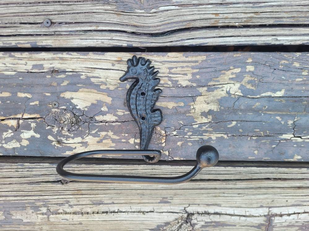Seahorse Toilet Paper Holder, TP Holder, Toilet Tissue Holder, Nature, Wall Hook, Beach Cottage, Lake house bathroom decor, Bath fixture Sea