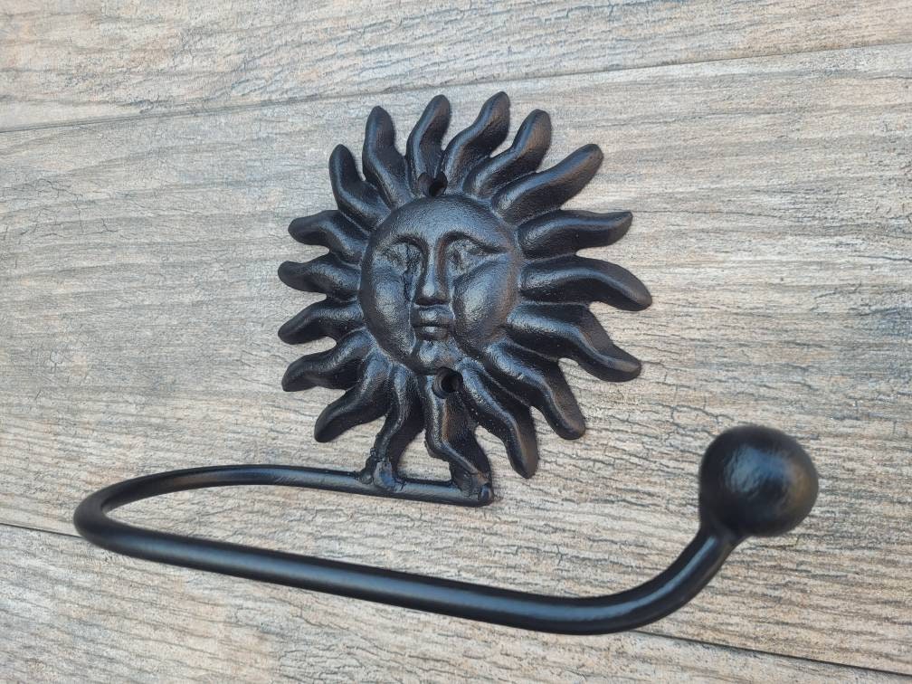Sun Toilet Paper Holder, TP Holder, Toilet Tissue Holder, towel Wall Hook hanger, Iron Sun TP holder, Celestial Bathroom, Moon