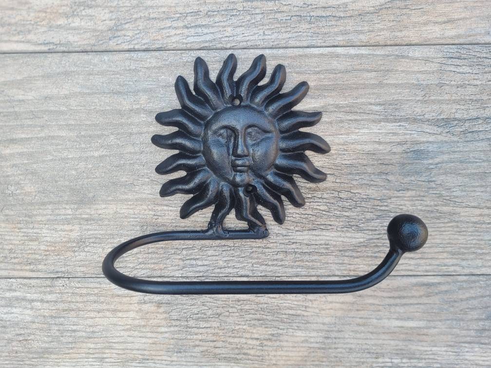 Sun Toilet Paper Holder, TP Holder, Toilet Tissue Holder, towel Wall Hook hanger, Iron Sun TP holder, Celestial Bathroom, Moon
