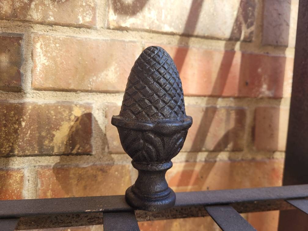 Cast Iron Pineapple Spear Finial Decor | PICK YOUR COLOR | Hardware Garden Backyard Decor Supplies Finials Top, mantle decor, office.