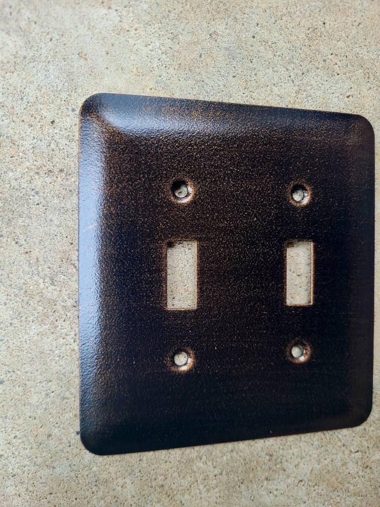 Metal, Double Light Switch Plate Cover - PICK YOUR COLOR - double switch plate, custom switch plate, Two toggle light switch wall plate