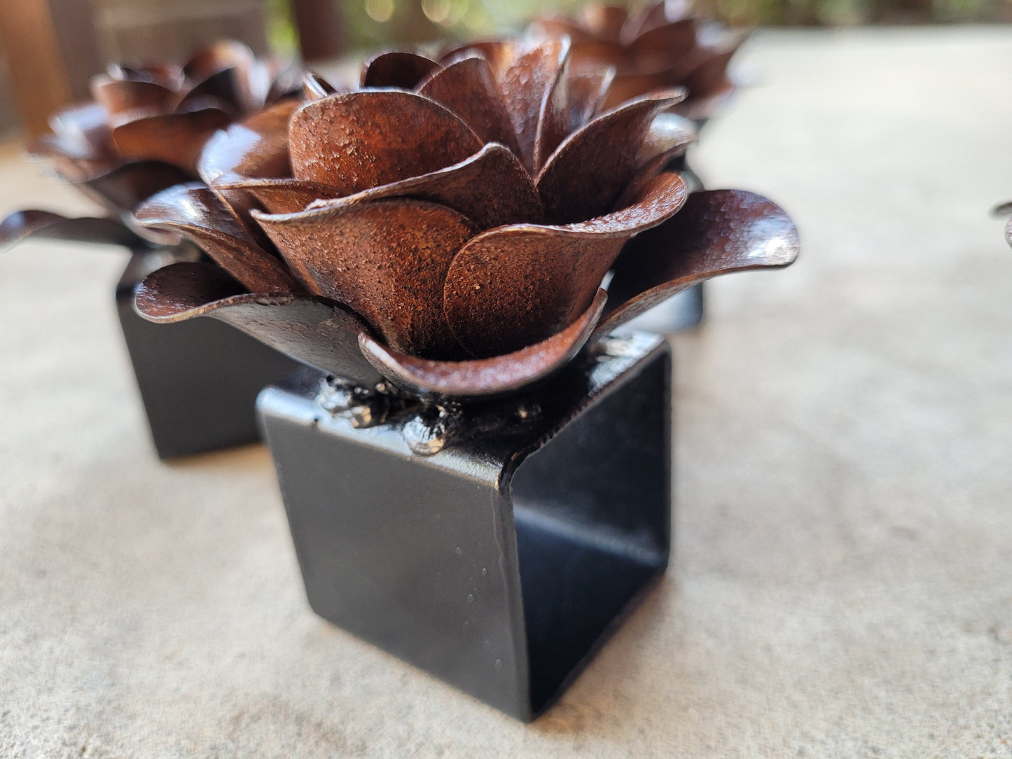 Set of 4 Napkin Rings | Original design | Metal Rusty Rose | Tuscan Kitchen | French Country | Rustic Farmhouse Kitchen Organization