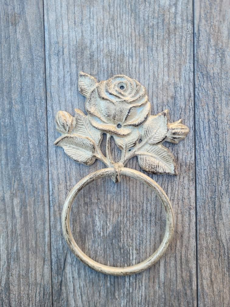 Rose Towel Ring | Medallion | Pick Your Color and Size | Cast Iron Towel Ring | Towel Hanger | Shabby Chic Bathroom | Victorian Vintage look