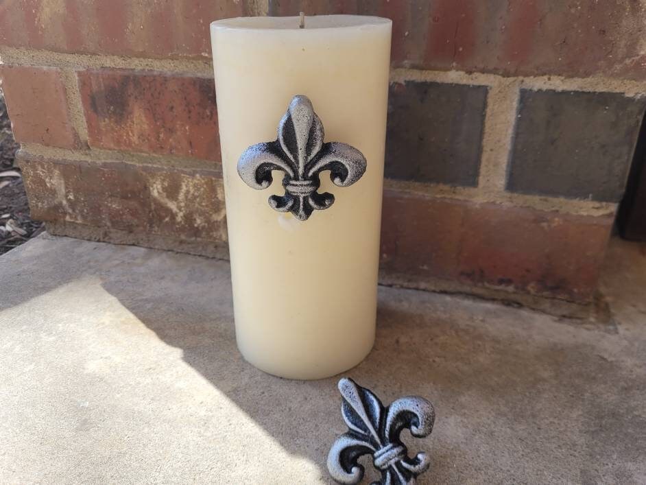 Set Of 2 Fleur De lis Candle Pins for Pillar Candles | PICK YOUR COLOR | Two Candle Pins, Fleur De Lis Decor, Candle Art, FleurDeLisJunkie
