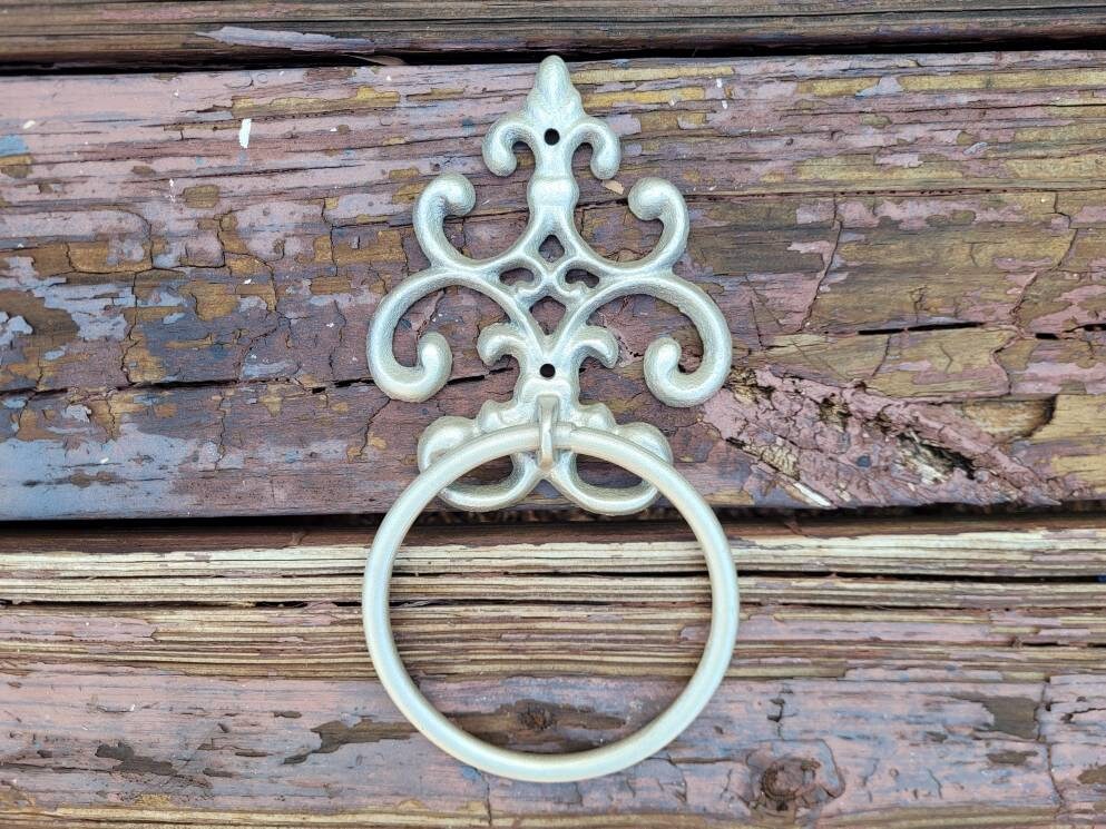Scroll Towel Ring | Fleur De Lis Hand Towel Ring | Cast Iron Towel Ring | White Towel Hanger | Shabby Chic Bathroom | Fleurdelisjunkie