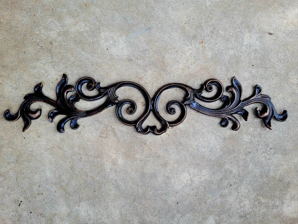 24 " Cast Iron Topper | PICK YOUR COLOR | Pediment | Wall Plaque | Old World | Tuscan | Metal Art | Original Design | FleurDeLisJunkie