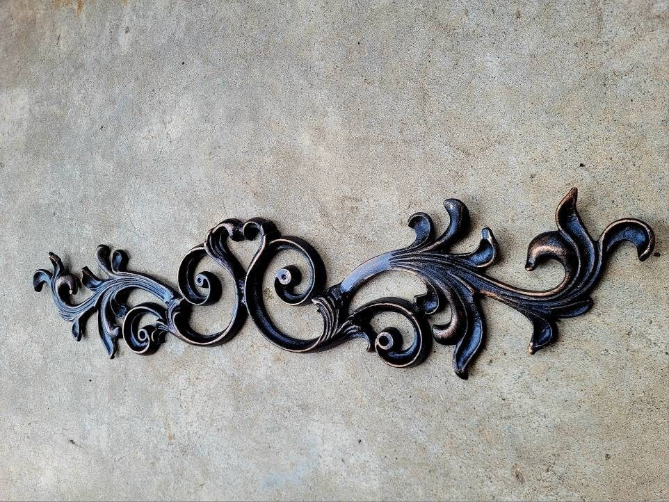 24 " Cast Iron Topper | PICK YOUR COLOR | Pediment | Wall Plaque | Old World | Tuscan | Metal Art | Original Design | FleurDeLisJunkie