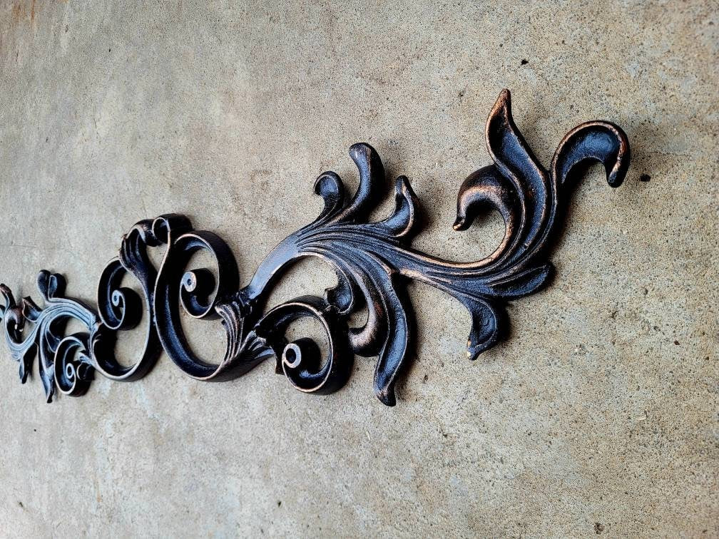 24 " Cast Iron Topper | PICK YOUR COLOR | Pediment | Wall Plaque | Old World | Tuscan | Metal Art | Original Design | FleurDeLisJunkie