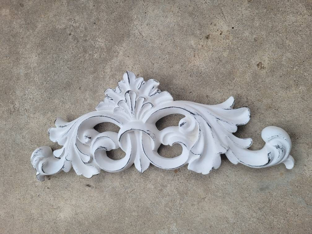 Fleur de Lis Topper Pediment Art. French New Orleans Decor, Scroll over door decor. Medieval Tuscan Old world wall hanging. Traditional