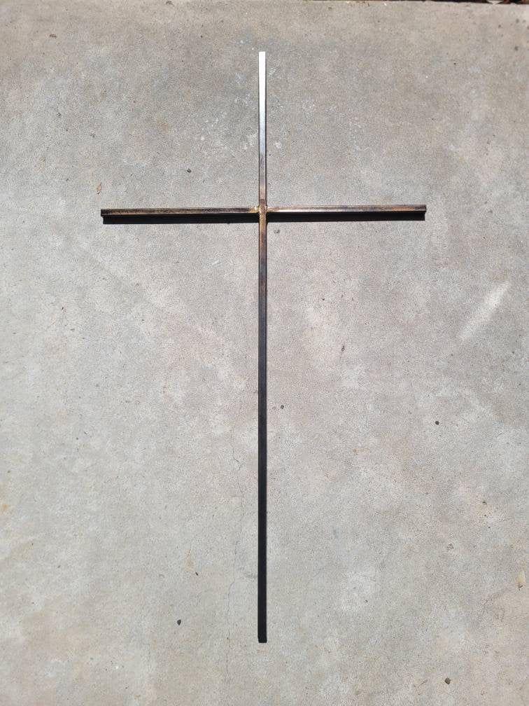 Large Iron Wall Cross. Handmade and hand painted. 36 inches tall. Original Design.