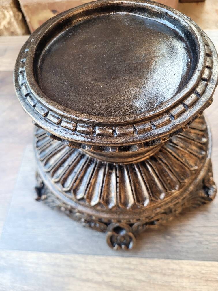 Round Candle Base, PICK YOUR COLOR, Pillar Candle Holder, Tuscan Decor, Candle Riser, Candle Pedestal, Rustic Wedding Table Centerpiece