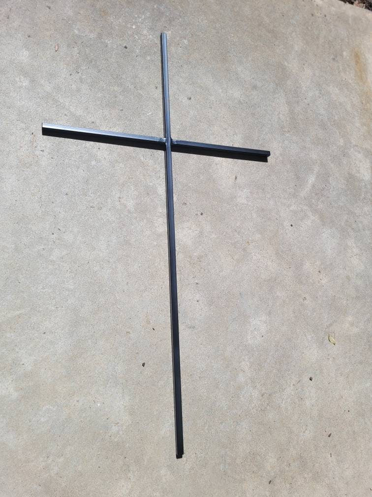 Large Iron Wall Cross. Handmade and hand painted. 36 inches tall. Original Design.