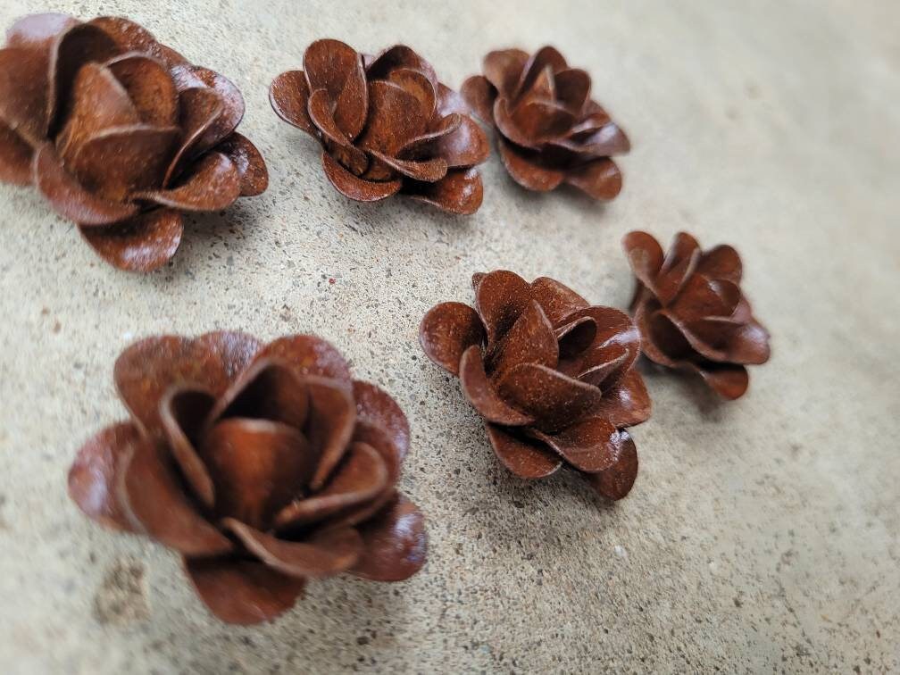Mini Metal Rusty Roses | Set of 6 | Rose | Rustic | steel | Rust FleurDeLisJunkie | Supplies Victorian | craft supplies for picture frames