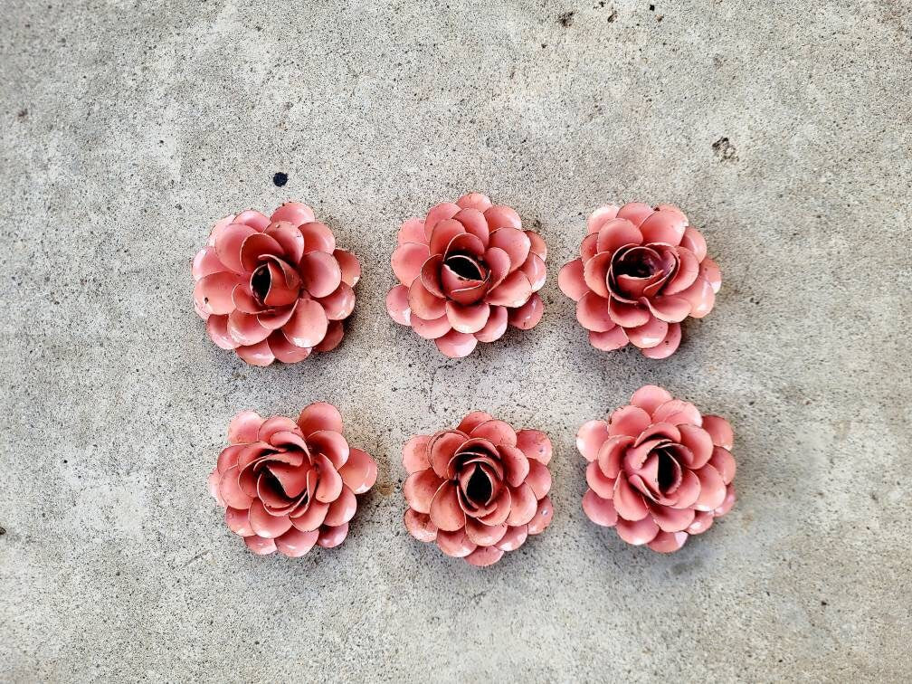 Small Metal Roses | Set of 6 | Pink Roses | Farmhouse | FREE USA SHIPPING | FleurDeLisJunkie | Supplies | Western | Craft supplies | Iron