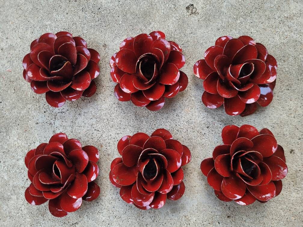 Small Metal Roses | Set of 6 | Red Roses | Farmhouse | FREE USA SHIPPING | FleurDeLisJunkie | Supplies | Western | Craft supplies | Iron