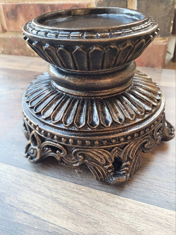 Round Candle Base, PICK YOUR COLOR, Pillar Candle Holder, Tuscan Decor, Candle Riser, Candle Pedestal, Rustic Wedding Table Centerpiece