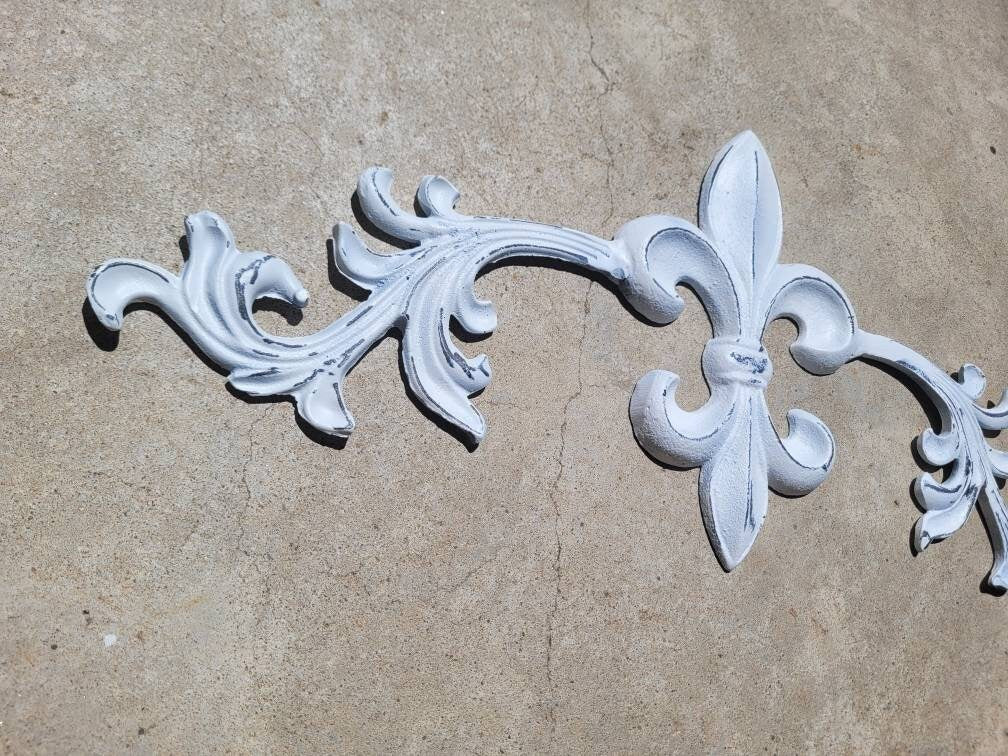 Cast Iron Fleur de Lis Topper 22" | PICK YOUR COLOR | Wall Plaque | Pediment | Tuscan | Metal Art | Original Piece | FleurDeLisJunkie
