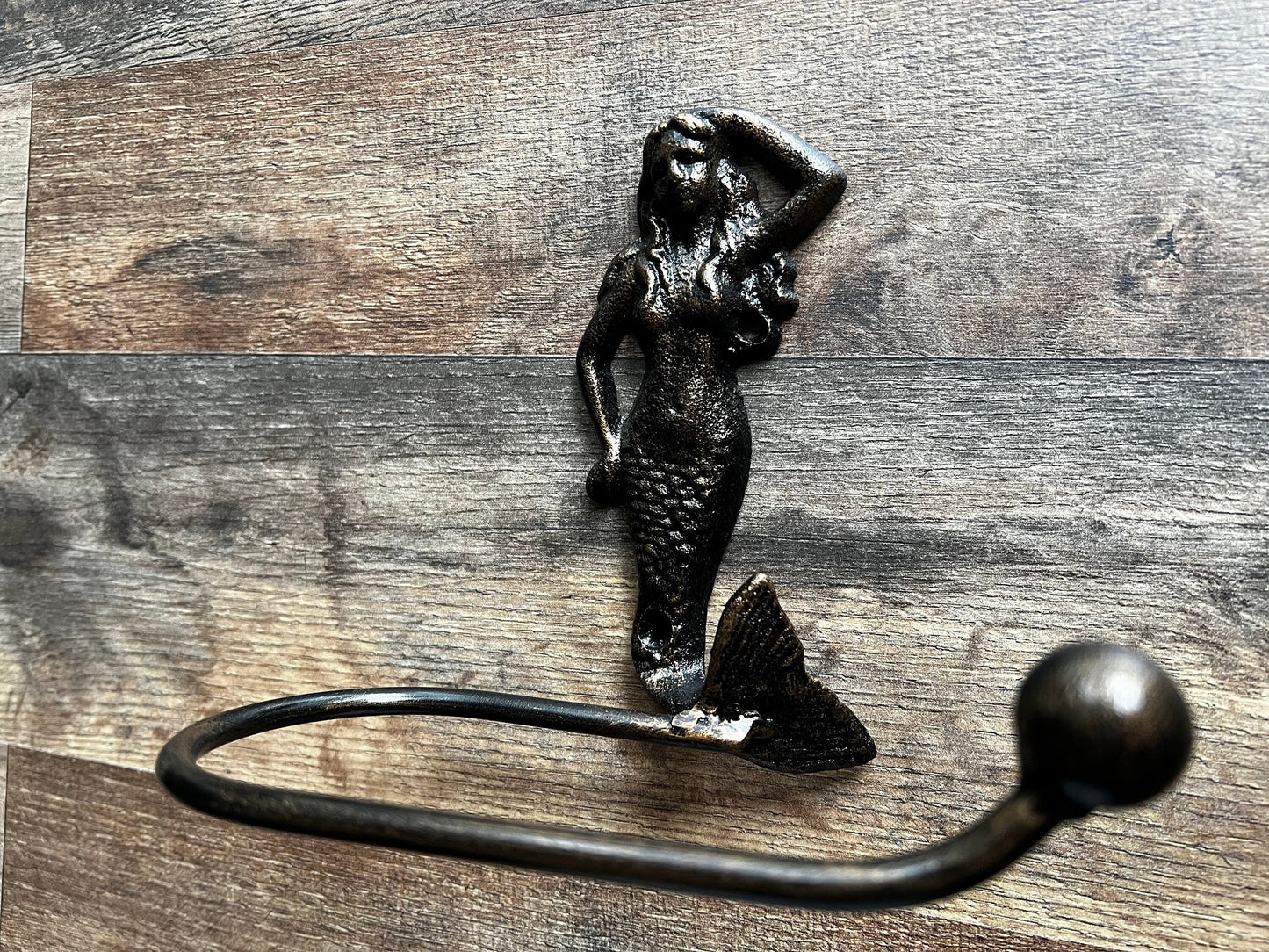 Mermaid Toilet Paper Holder TP Holder Mega roll Toilet Tissue Holder, Nature, Wall Hook Beach Cottage Lake house bathroom decor Bath fixture
