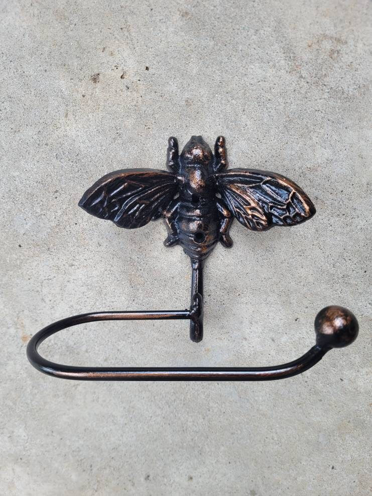 Bee Toilet Paper Holder, TP Holder, Toilet Tissue Holder, Nature, Wall Hook, Queen Bee Decor, Bathroom Bath fixture, hardware, Honey Bee
