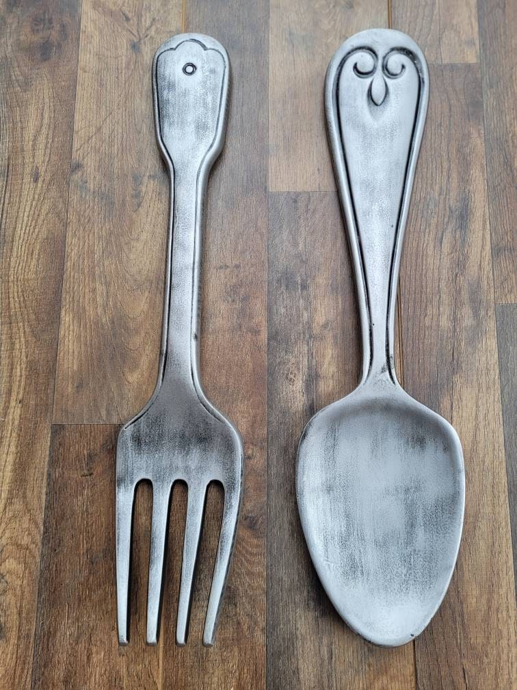 Fork and Spoon Wall Decor PICK YOUR COLOR Kitchen Decor Large Spoon and Fork Kitchen Signs Restaurant Diner Decor
