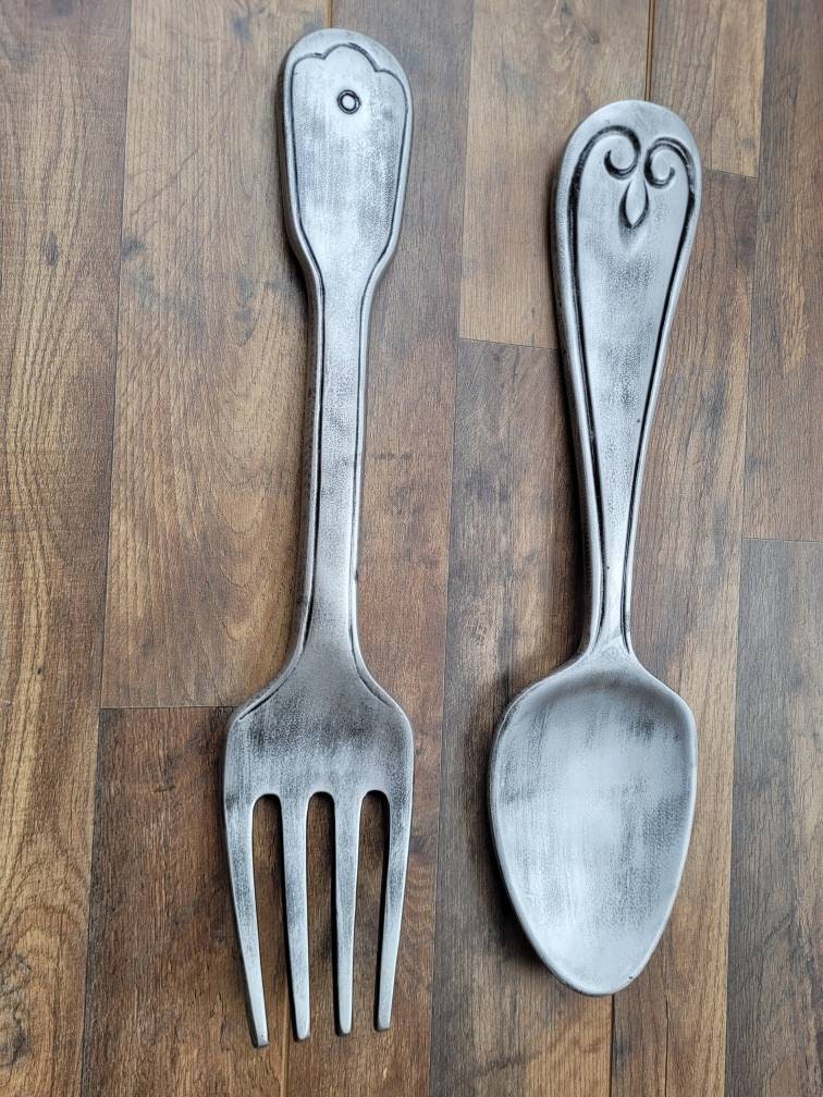 Fork and Spoon Wall Decor PICK YOUR COLOR Kitchen Decor Large Spoon and Fork Kitchen Signs Restaurant Diner Decor