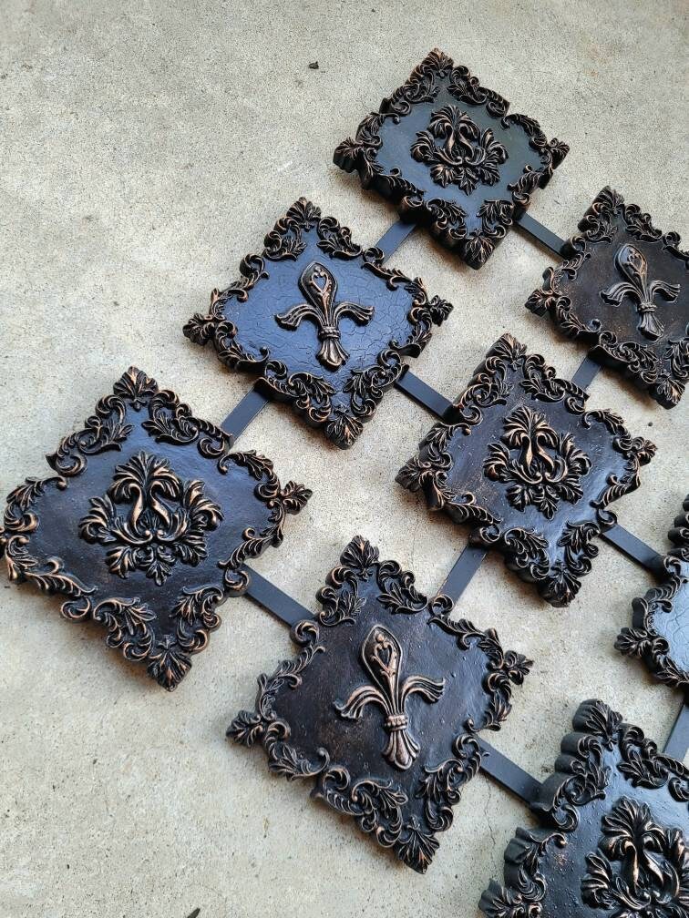 Fleur de Lis Wall Plaque Decor. Hand Finished. French Fleurs Wall decor.