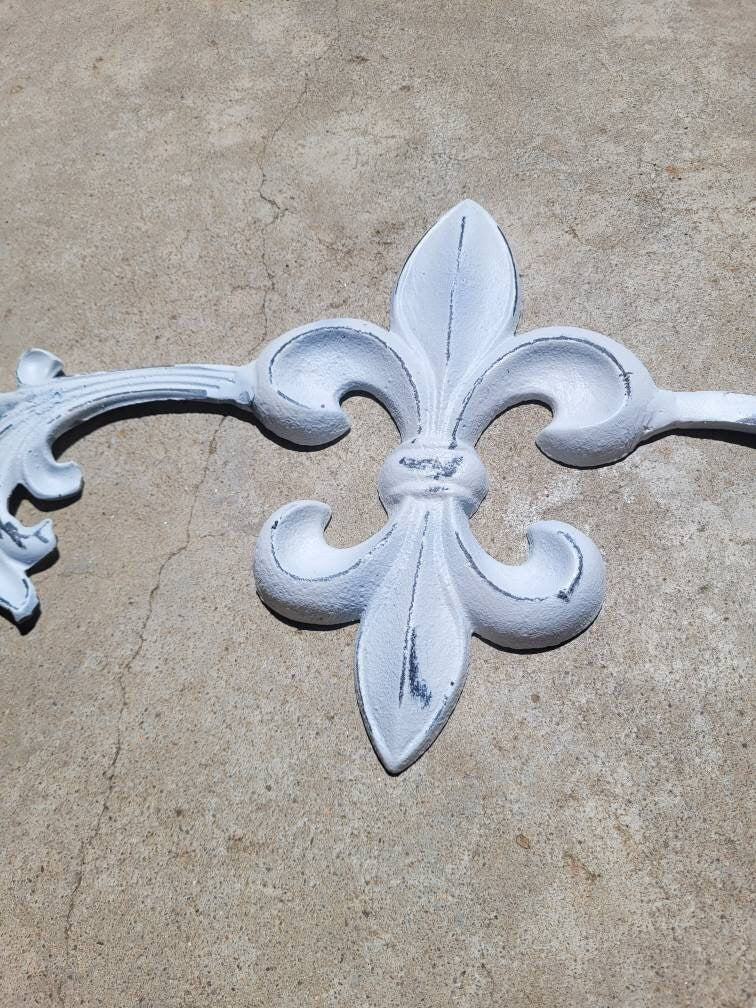 Cast Iron Fleur de Lis Topper 22" | PICK YOUR COLOR | Wall Plaque | Pediment | Tuscan | Metal Art | Original Piece | FleurDeLisJunkie