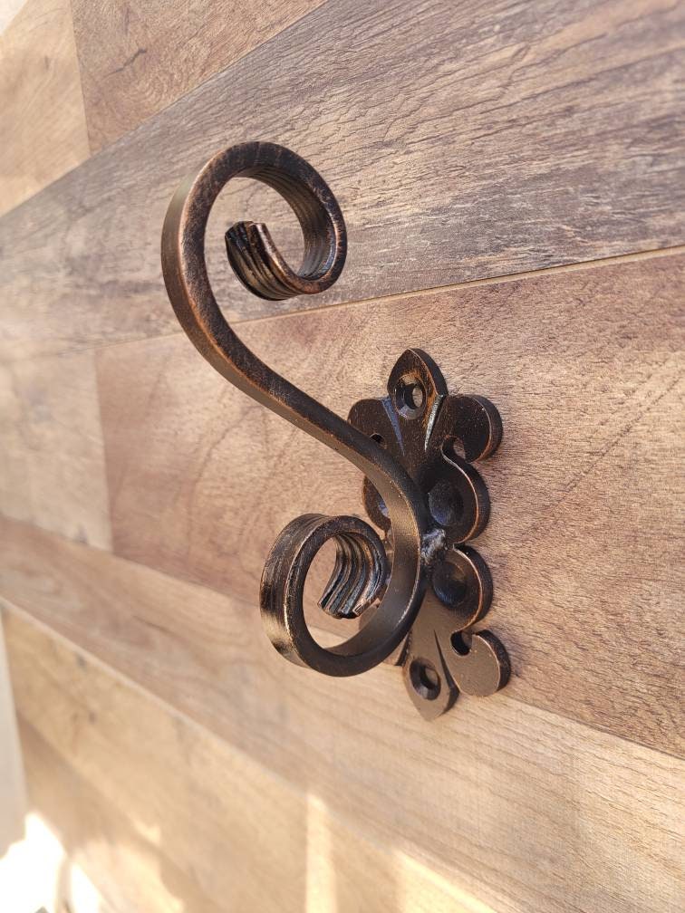 Iron Towel Wall Hook - PICK YOUR COLOR - Bathroom decor, Coat Hook, Hat Rack, Jewelry Hook, Spanish, Tuscan, Fleur de Lis, FleurDeLisJunkie