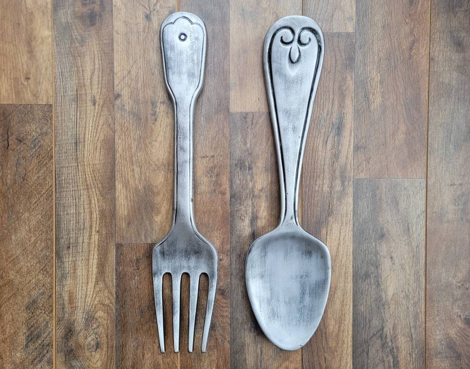 Fork and Spoon Wall Decor PICK YOUR COLOR Kitchen Decor Large Spoon and Fork Kitchen Signs Restaurant Diner Decor
