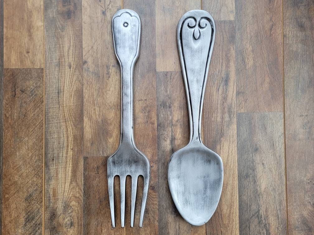 Fork and Spoon Wall Decor PICK YOUR COLOR Kitchen Decor Large Spoon and Fork Kitchen Signs Restaurant Diner Decor