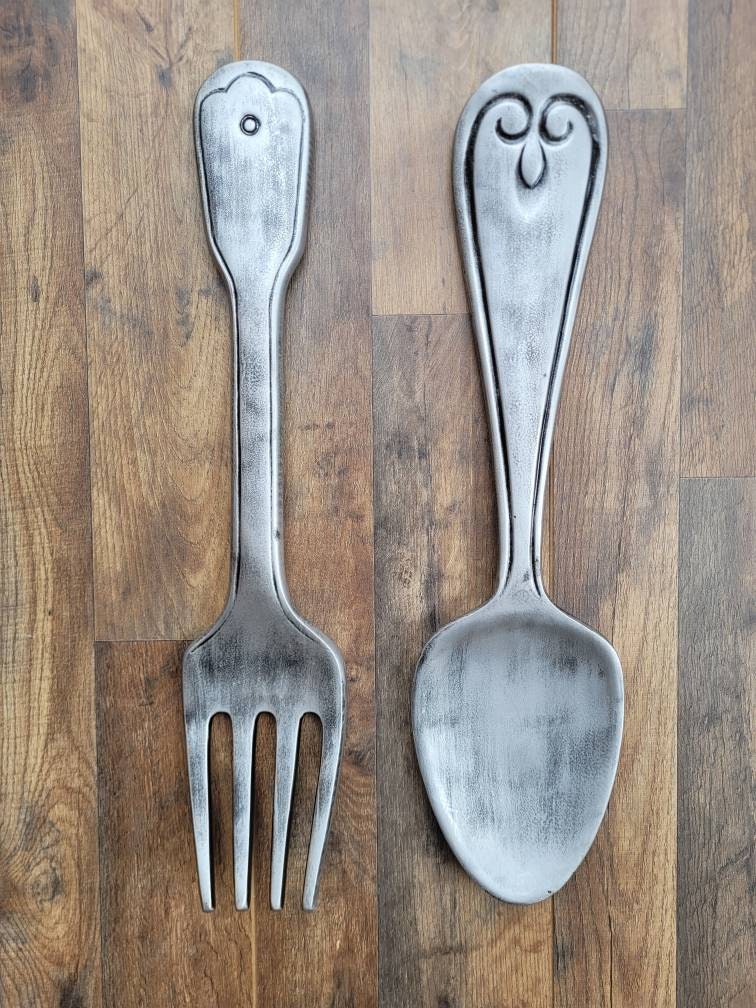 Fork and Spoon Wall Decor PICK YOUR COLOR Kitchen Decor Large Spoon and Fork Kitchen Signs Restaurant Diner Decor