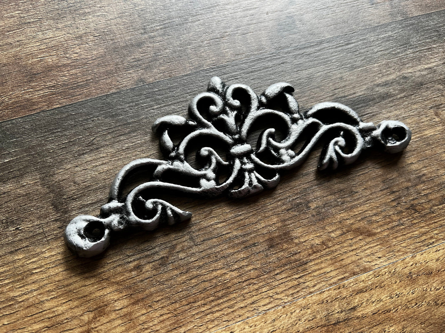 TWO Cast Iron Scroll Toppers | PICK Your COLOR | Cabinet Hardware | Wall Plaques | Tuscan | Kitchen | Pediment | Bathroom