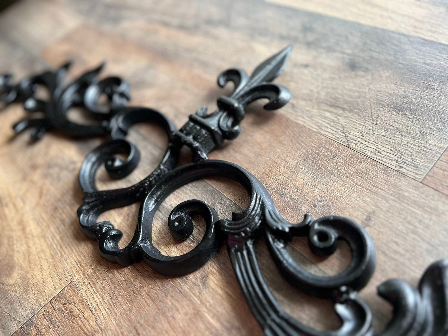24.25 " Cast Iron Fleur de Lis Topper | PICK YOUR COLOR | Pediment | French | Wall Plaque | Valance | Old World | Tuscan | Metal Art