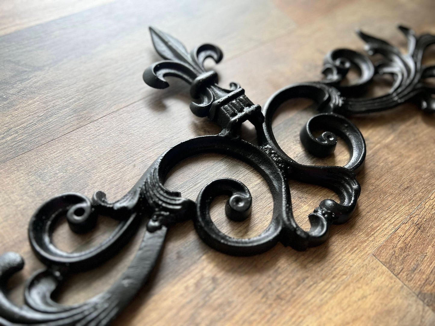 24.25 " Cast Iron Fleur de Lis Topper | PICK YOUR COLOR | Pediment | French | Wall Plaque | Valance | Old World | Tuscan | Metal Art