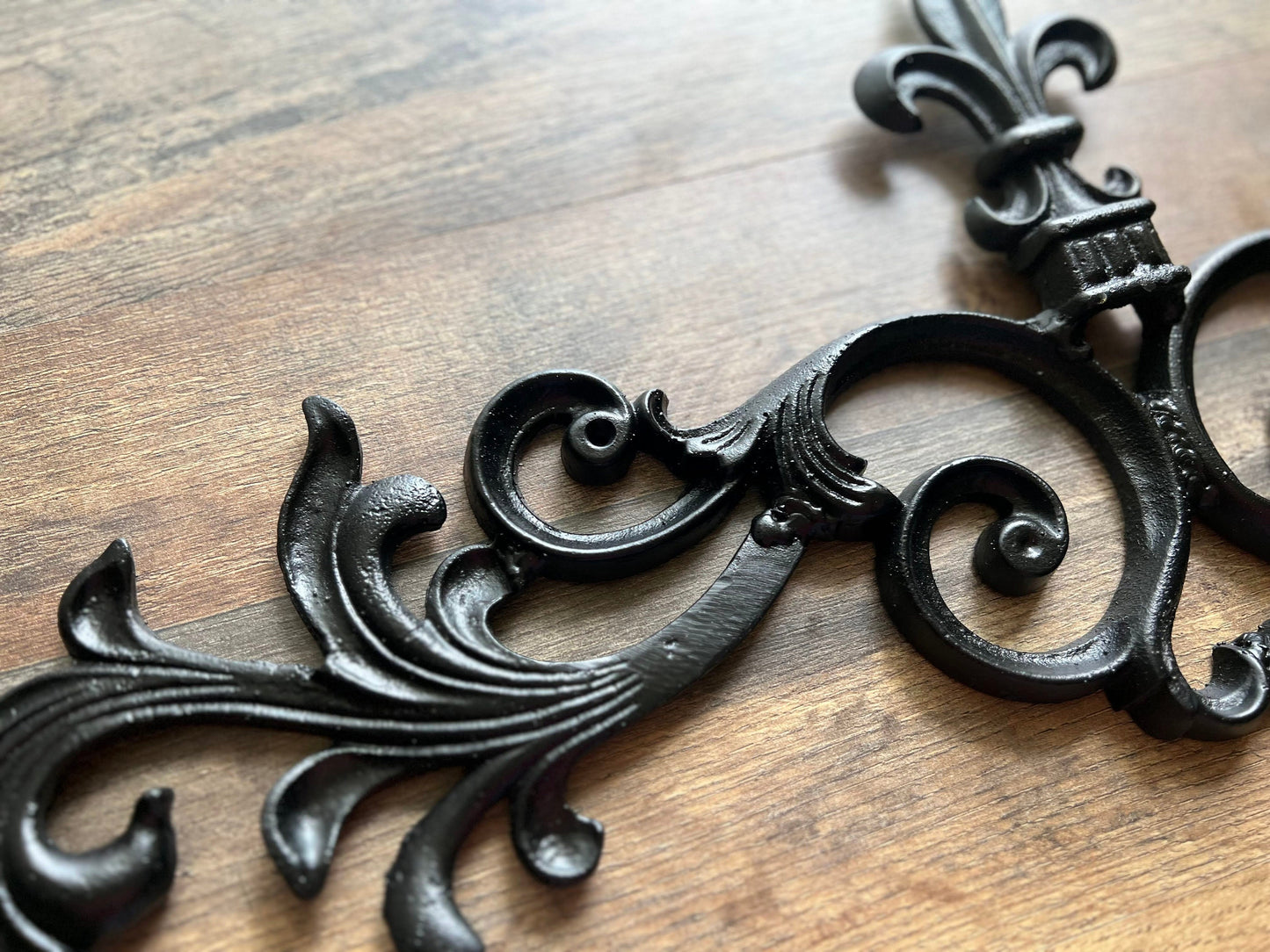 24.25 " Cast Iron Fleur de Lis Topper | PICK YOUR COLOR | Pediment | French | Wall Plaque | Valance | Old World | Tuscan | Metal Art