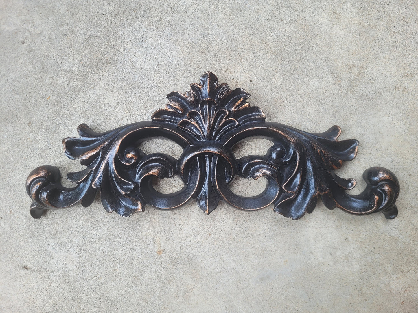 Fleur de Lis Topper Pediment Art. French New Orleans Decor, Scroll over door decor. Medieval Tuscan Old world wall hanging. Traditional