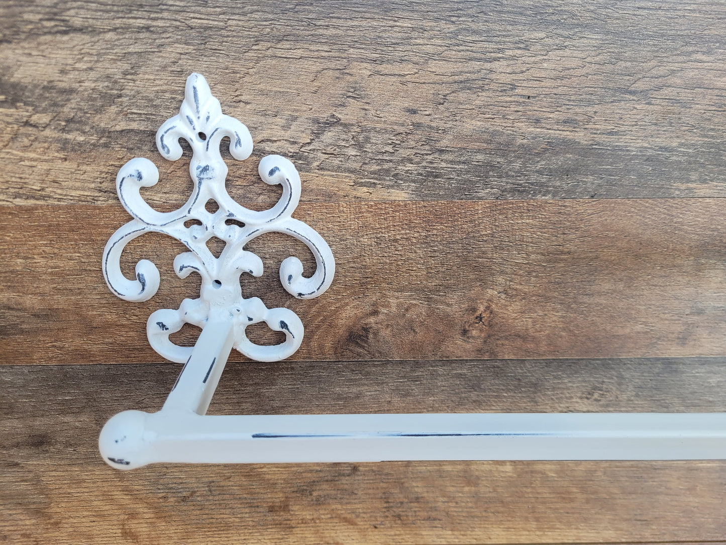 Metal Towel Bar for Shabby Chic Bathroom, PICK YOUR COLOR. Iron Towel Holder for Bath | Fleur de Lis Towel Rod