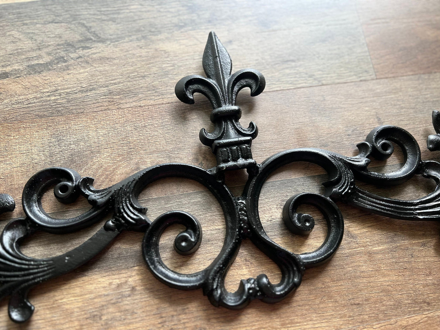 24.25 " Cast Iron Fleur de Lis Topper | PICK YOUR COLOR | Pediment | French | Wall Plaque | Valance | Old World | Tuscan | Metal Art
