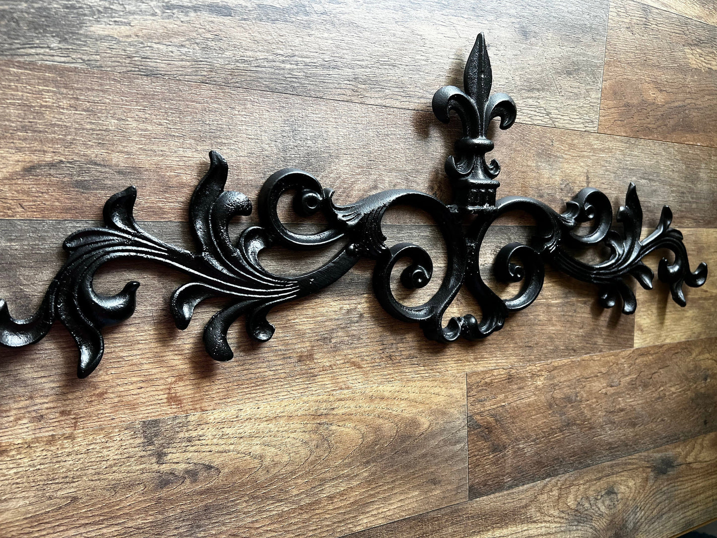 24.25 " Cast Iron Fleur de Lis Topper | PICK YOUR COLOR | Pediment | French | Wall Plaque | Valance | Old World | Tuscan | Metal Art