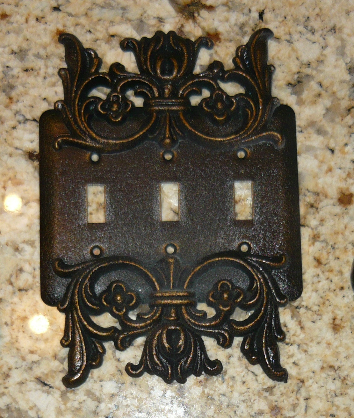 Metal Triple Light Switchplate - PICK YOUR COLOR - Old World, light switch plate, light switch cover, custom light switch, tuscan Fleur