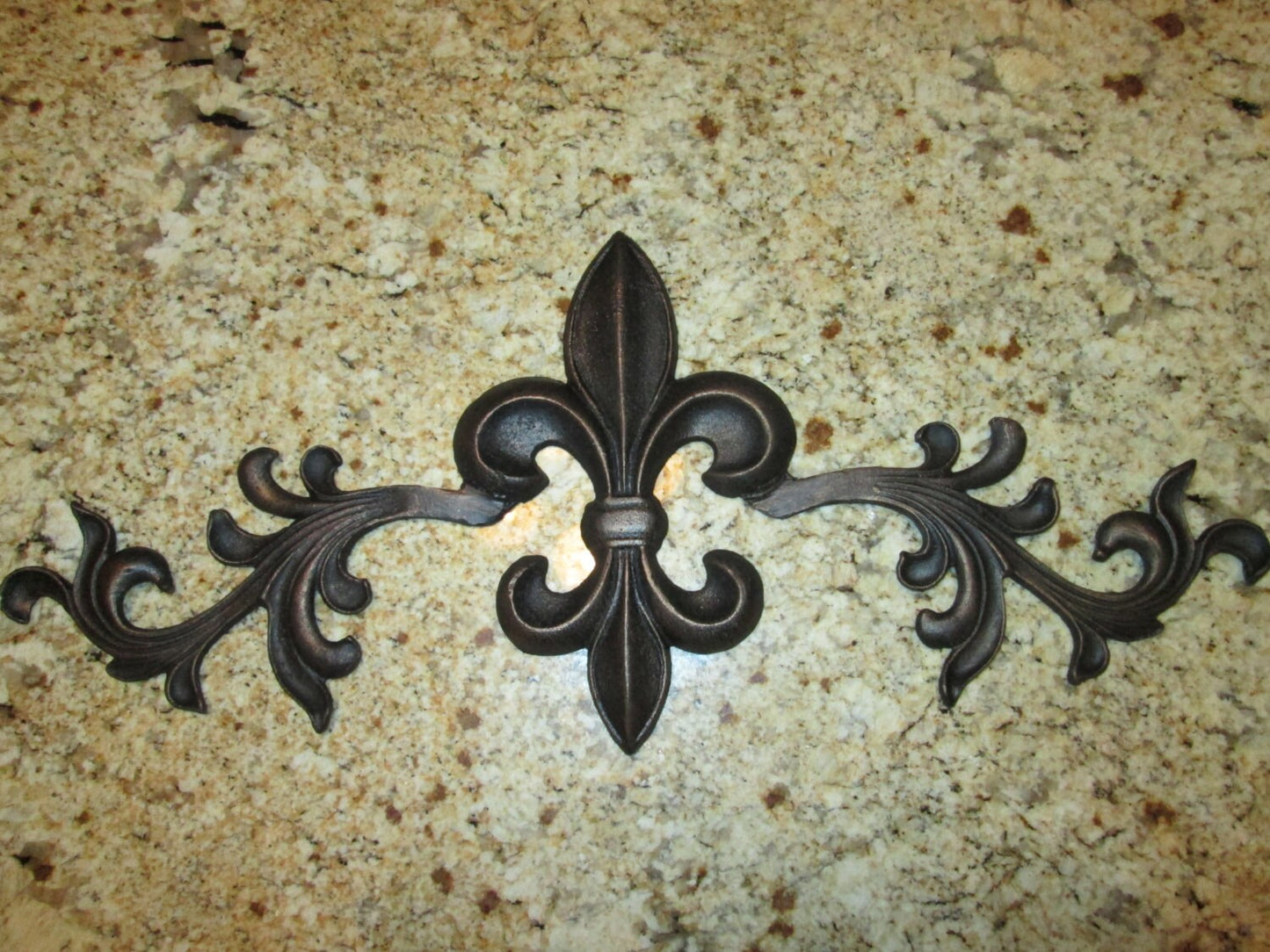 Cast Iron Fleur de Lis Topper 22" | PICK YOUR COLOR | Wall Plaque | Pediment | Tuscan | Metal Art | Original Piece | FleurDeLisJunkie