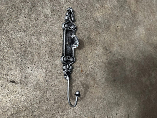 Ornate Decorative Wall Hook with Crystal-Style Knob – Pick your color