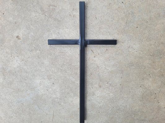 Iron Wall Cross. Handmade and hand painted. 12 inches tall. Original Design.