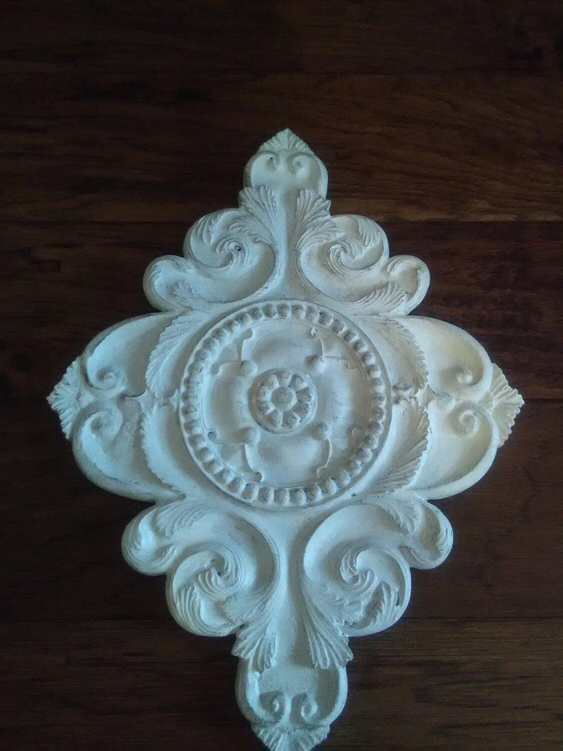 White Architectural Wall Medallion | Shabby Chic | Wall Plaque | Plaster | Home Decor | Pick your color | FleurDeLisJunkie | French Country