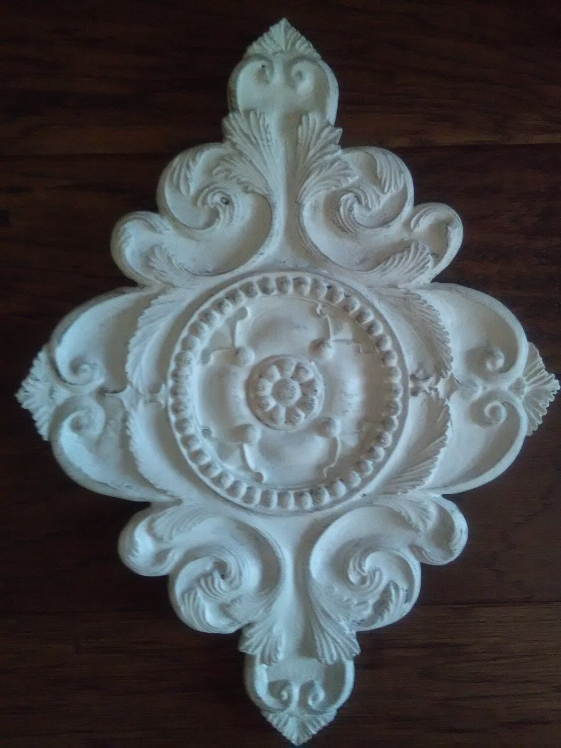 White Architectural Wall Medallion | Shabby Chic | Wall Plaque | Plaster | Home Decor | Pick your color | FleurDeLisJunkie | French Country