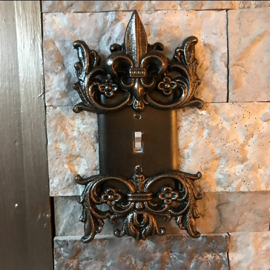 Metal Single Toggle Fleur de Lis Light Switch Plate - PICK YOUR COLOR - single switch Cover, Custom light switch cover, switch plate, tuscan