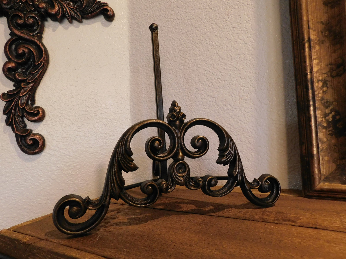 Heavy Iron Easel | PICK YOUR COLOR | Fleur de Lis | Crown | Tuscan | Medieval | Picture stand | FleurDeLisJunkie | Art Display Stand | New