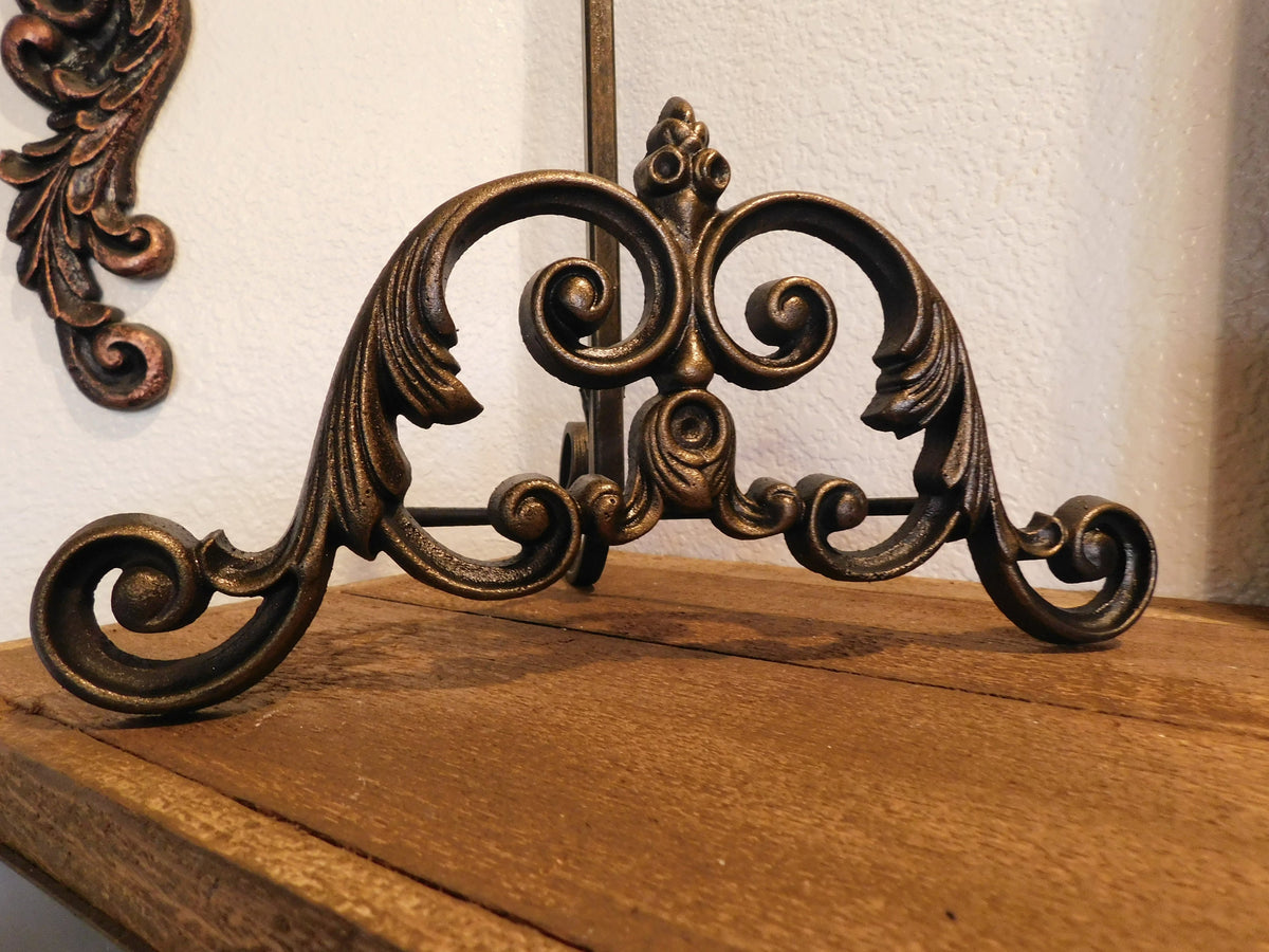 Heavy Iron Easel | PICK YOUR COLOR | Fleur de Lis | Crown | Tuscan | Medieval | Picture stand | FleurDeLisJunkie | Art Display Stand | New